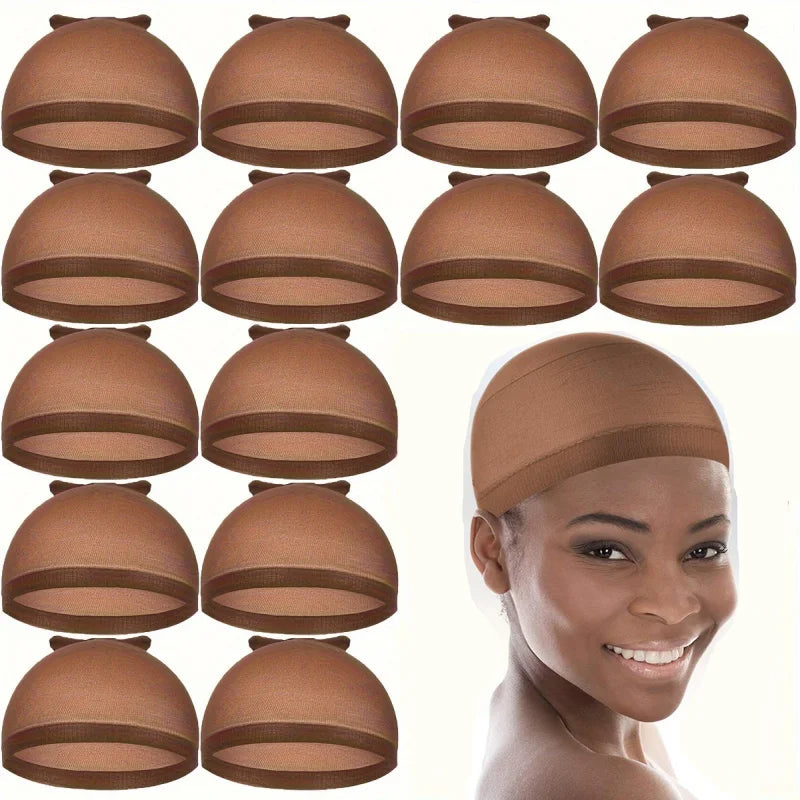 Reddish Brown Wig Cap Stocking Hair Caps for Lace Front Wig, Non Slip and Breathable Ultra-thin High Elastic Nylon Wig Caps