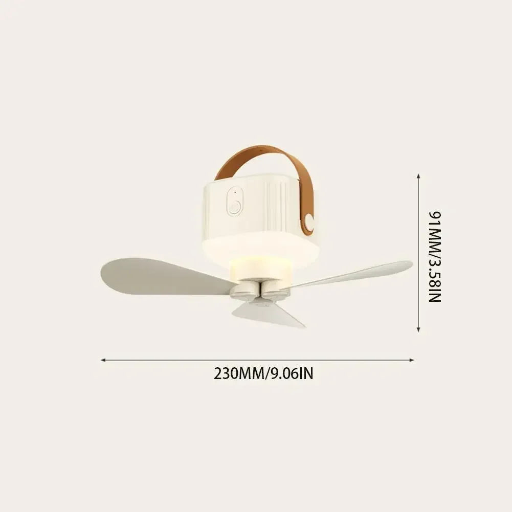 Portable Ceiling Fan with Remote & 3600mAh Battery – 3-Speed, 8-12H Runtime, Night Light for Camping & Outdoor