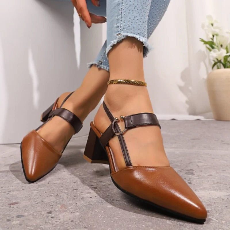 Women's Shoes Trend 2025 Shoe Genuine Medium Heel Block Heels Mirror Luxury Designer Chunky Sandals Ladies Sexy Sandal
