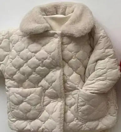 Autumn Winter Ins Children Plus Velvet Thicken Cotton Coat Girl Baby Fashion Solid Lapel Tops Kid Boy Fleece Warm Casual Jacket