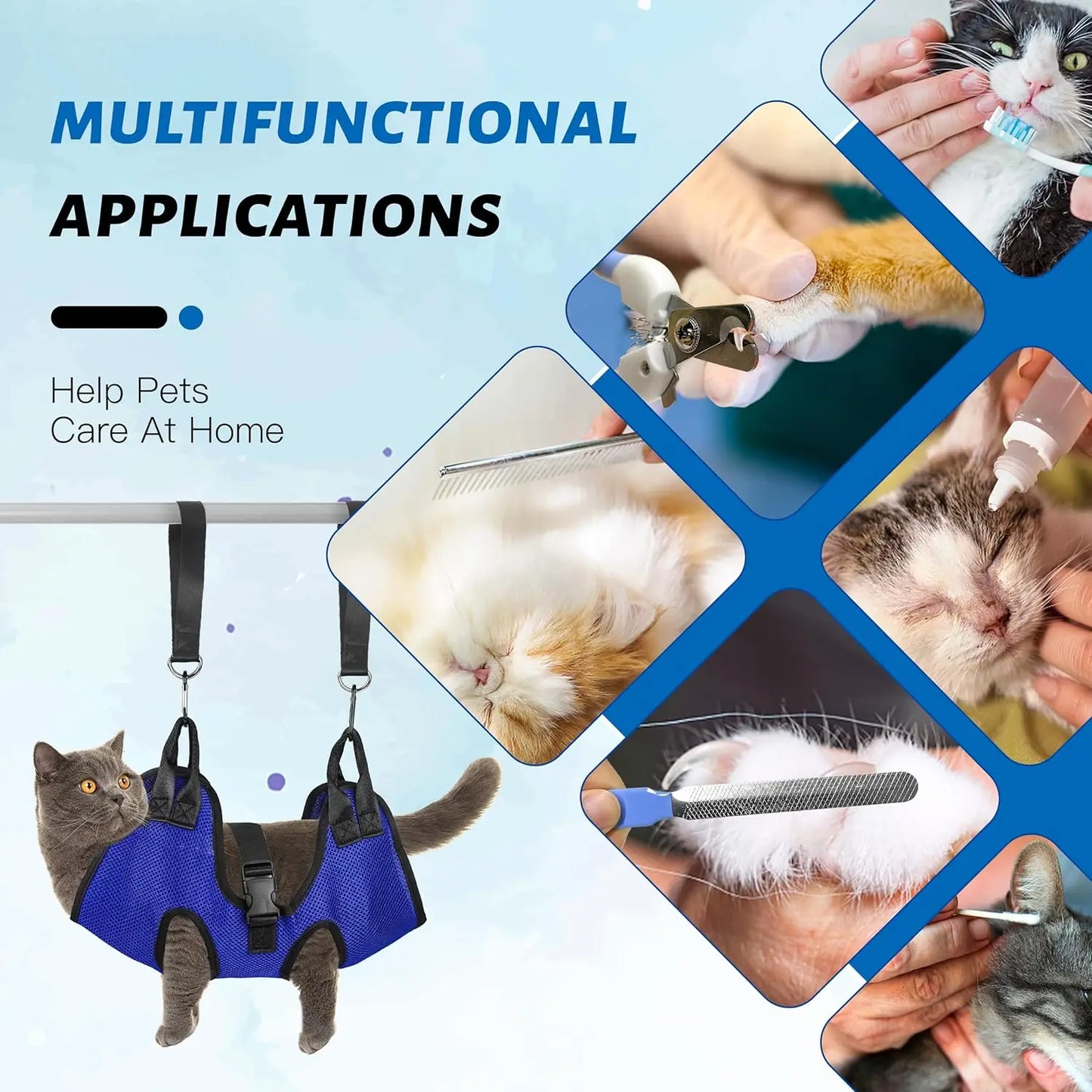 TONG Dog Cat Grooming Hammock Pet Grooming Hammock for Cats Dogs Holder for Nail Trimming Beauty Hammock Restraint Bag