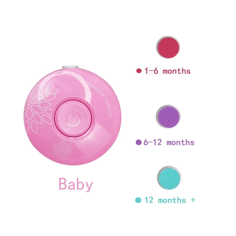 Baby Electric Nail Trimmer 6 Replaceable Heads Gentle Newborn Care Safe Quiet Nail File for Infant Toddler Soft Grinding