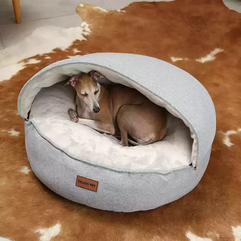 Sponge Velvet Insulated Dog Bed Washable Winter Pet Mattress Windproof Enclosed Cat Sleeping Bag Shaped Pet Tent