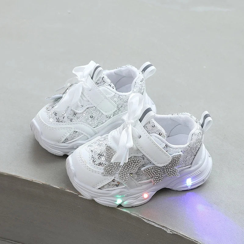 2026 New Girls Soft Sole Non-Slip Shoes Cute Princess Casual Sneakers Lightweight Sport Shoes for Toddler Little Girls Spring