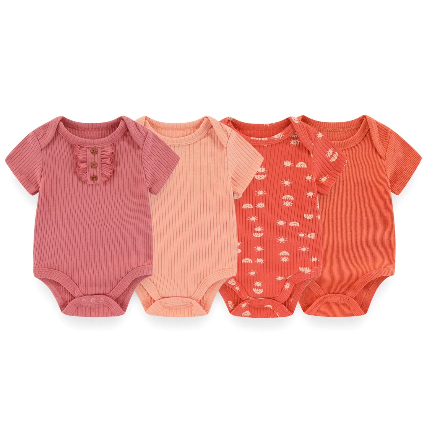 Kiddiezoom 4PCS/Lot Unisex Baby Boy Girl Bodysuits Short Sleeve Infant Onesies First Christmas Baby Clothes