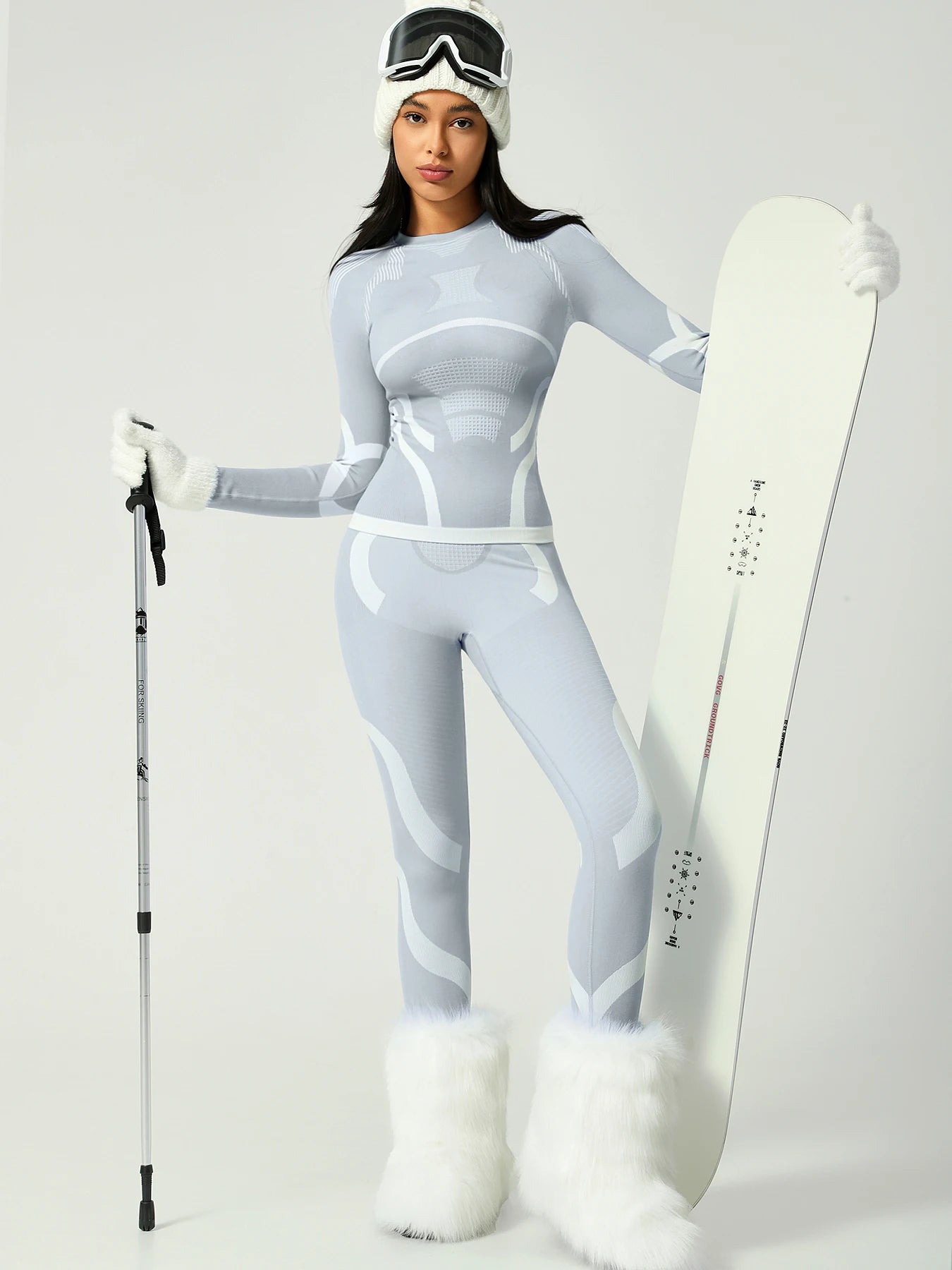 Seamless Ski Thermal Underwear Set Women Winter Warm Base Layer Long Sleeve Top Leggings Suit Breathable Outdoor Sports Wear