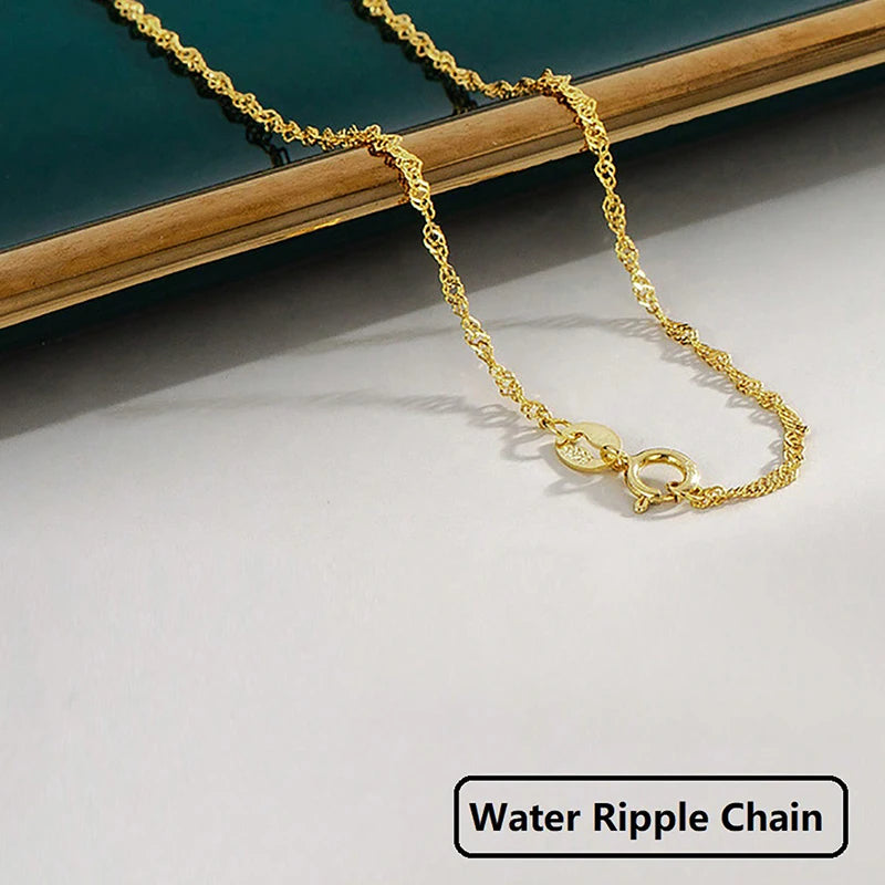 GRA 40cm 45cm Minimalist Female Necklace for Women on Neck Real 925 Sterling Silver Chain Necklaces Girls Fashion Fine Jewelry