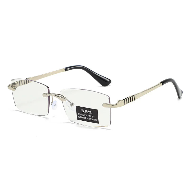 New Clear Color Changing Reading Glasses Multi-sided Metal Frameless Fashion Leisure Business For Men And Women 3006