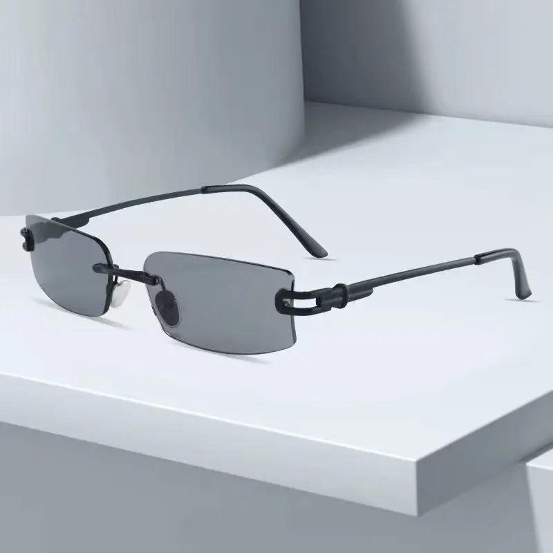 Rectangle Shape Rimless Sunglass Women Fashion Trendy UV Protection Sun Glasses for Man Korean Style Men Sunglasses