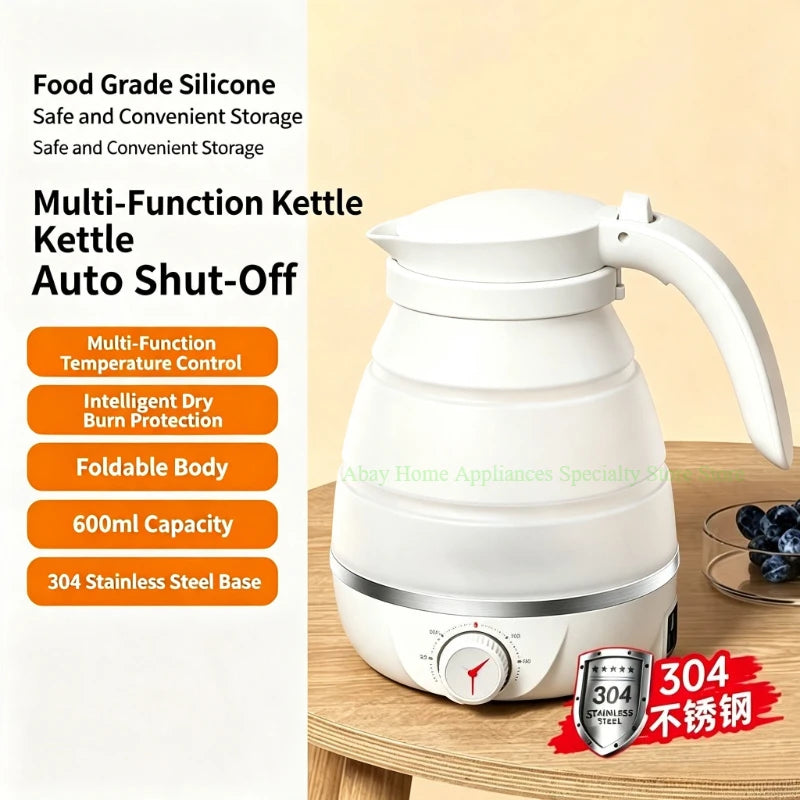 Baby Food Grade Silicone Portable Electric Kettle Folding Kettle Automatic Power-Off Electric Automatic Kettle for Home Trip