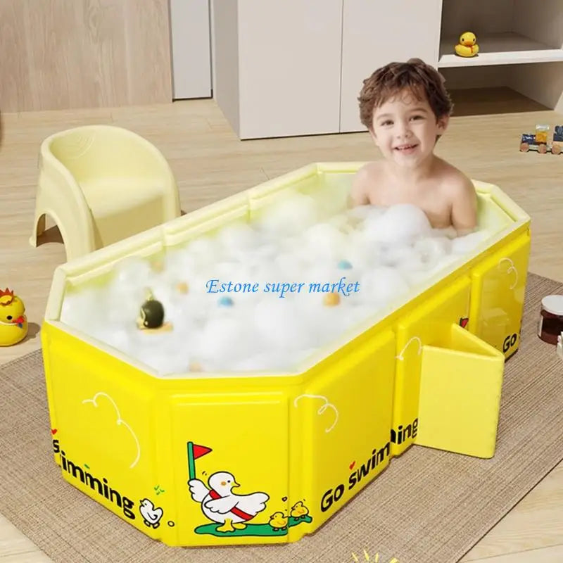 090B Foldable Baby Bathtub For Safe Bathing Easy Storage Portable Infant Bath Tub PVC Space Saver Baby Tubs for Kids