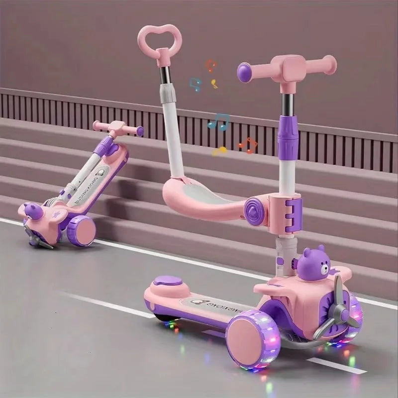3 in 1 Toddler Scooter Push Scooter for Toddlers with Parent Push Handle Seat Outdoor Ride On Toys Birthday Gift for Boys Girls