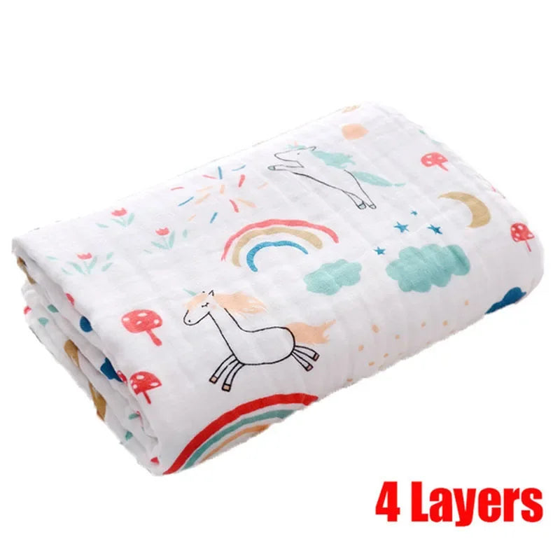 Baby Washcloth 4-Layer Gauze Infant Bath Towel Newborn Bathrobe Cotton Blanket for Boy Girl Children's Blanket Swaddle Wrap