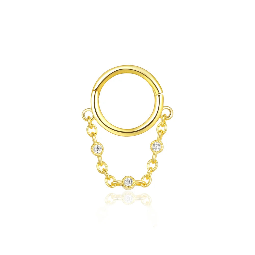 CANNER 925 Sterling Silver Simple Tassel Circle Piercing Hoop Earrings For Women's 18k Gold Ins Earrings Fine Jewelry Party Gift
