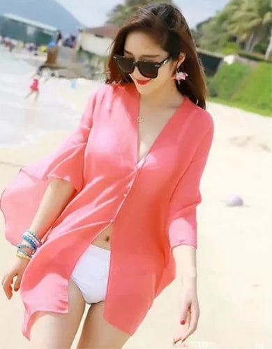 Chiffon Bikini Scarf Pareo Sarong Wrap mini dress For Women fashion Vacation Summer Beach Cover Up