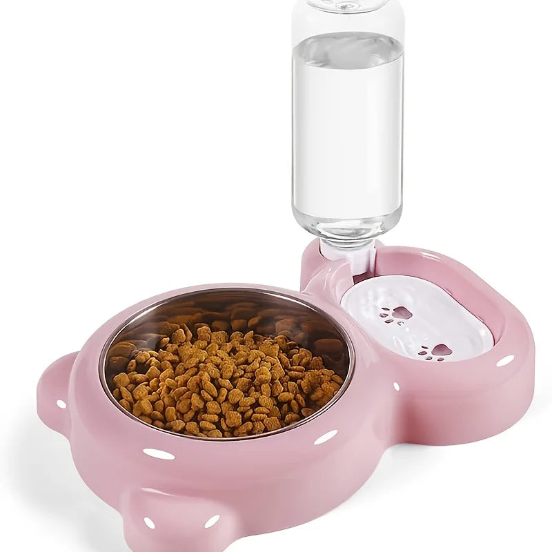 Keep Your Pet Hydrated and Well-Fed with This 2-in-1 Food and Water Bowl Set and Automatic Water Bottle!