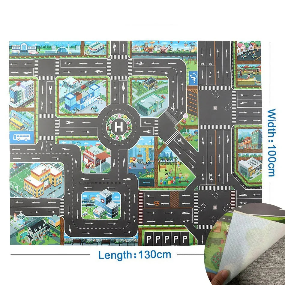 Cartoon City Traffic Rug Baby Play Mat Road Carpet 6 Toys Cars Children Christmas Birthday Party Gift Playmat Educational Mat