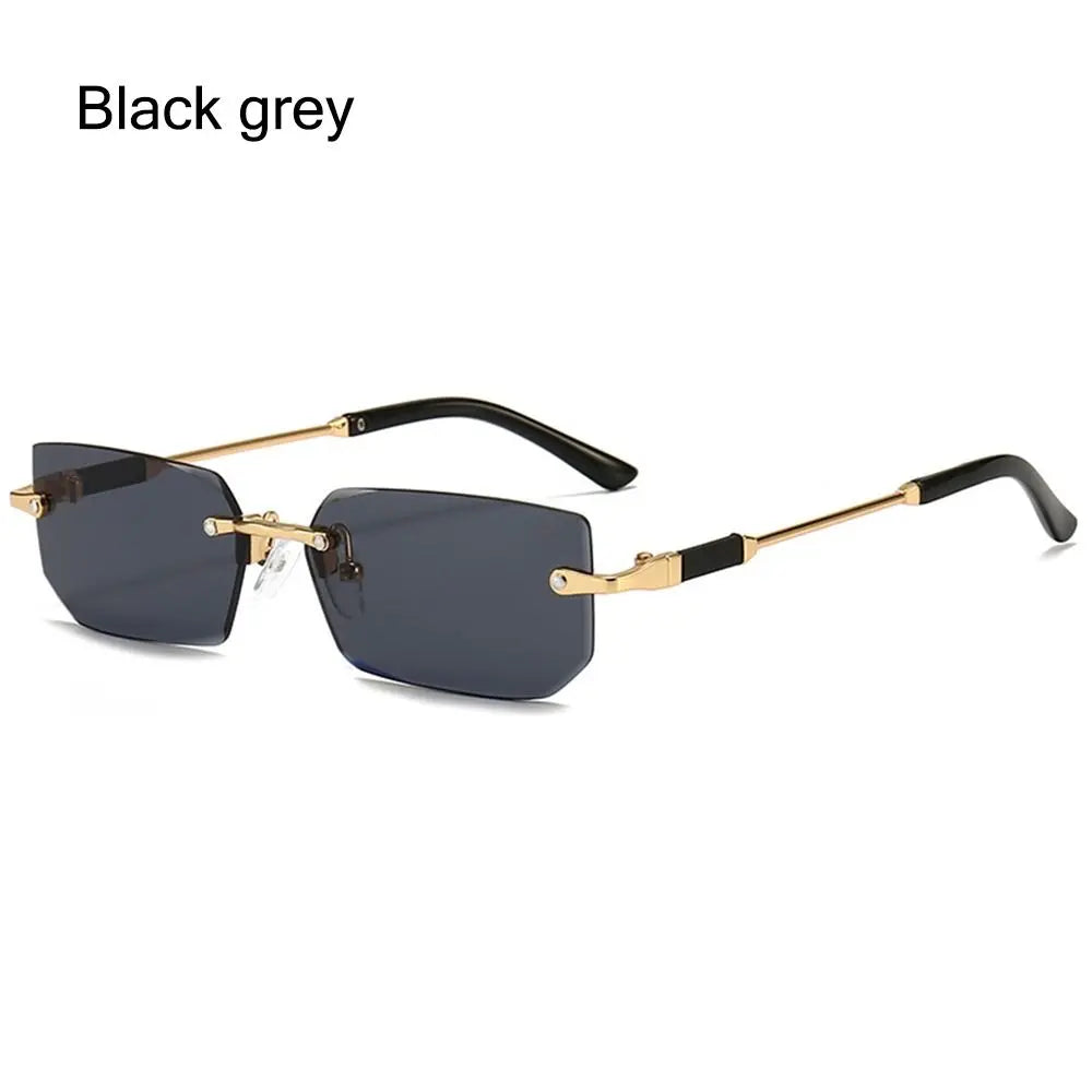 Rimless Sunglasses Rectangle Fashion Popular Women Men Shades Small Square Sun Glasses For Female male Summer Traveling Oculos