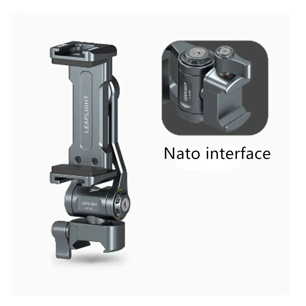 LEAPLIGHT Upgrade Aluminum Phone Tripod Mount Smartphone Holder Adapter W Arca Cold Shoe for iPhone 15 14 13 Phone Mic Light