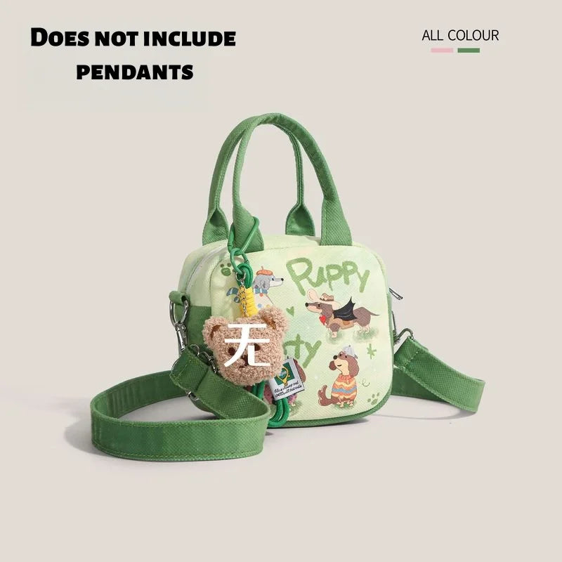 Cute Dog Handbag Women – Versatile Canvas Bag; Shoulder Bag for Men – Large Capacity, Durable and Soft