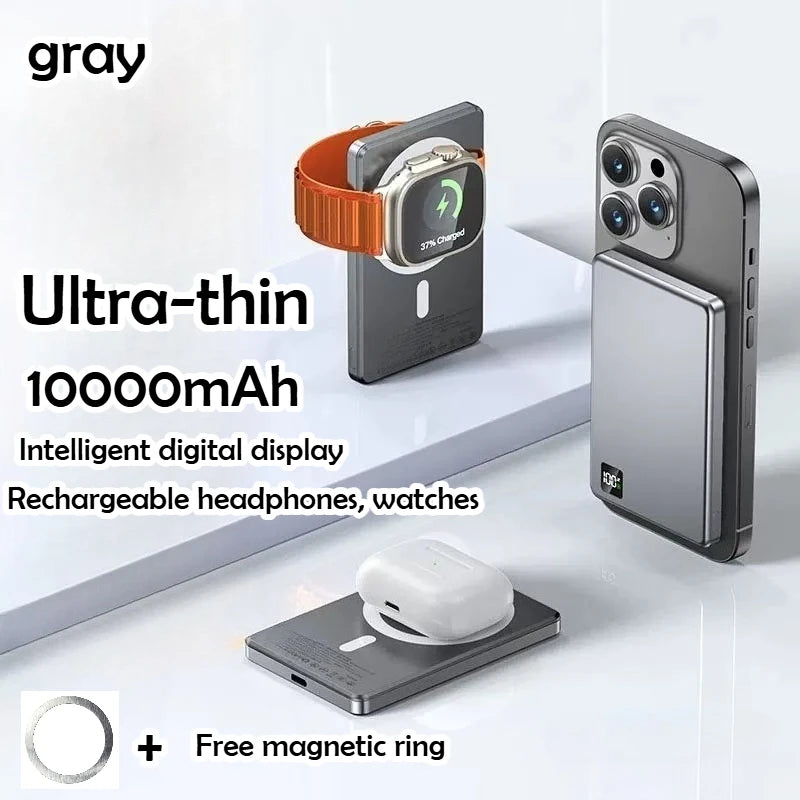 Taepiaai 10000mAh Magnetic Wireless PowerBank Ultra Thin Portable CCC Certified Super Fast Charging LED Display Pack for MagSafe