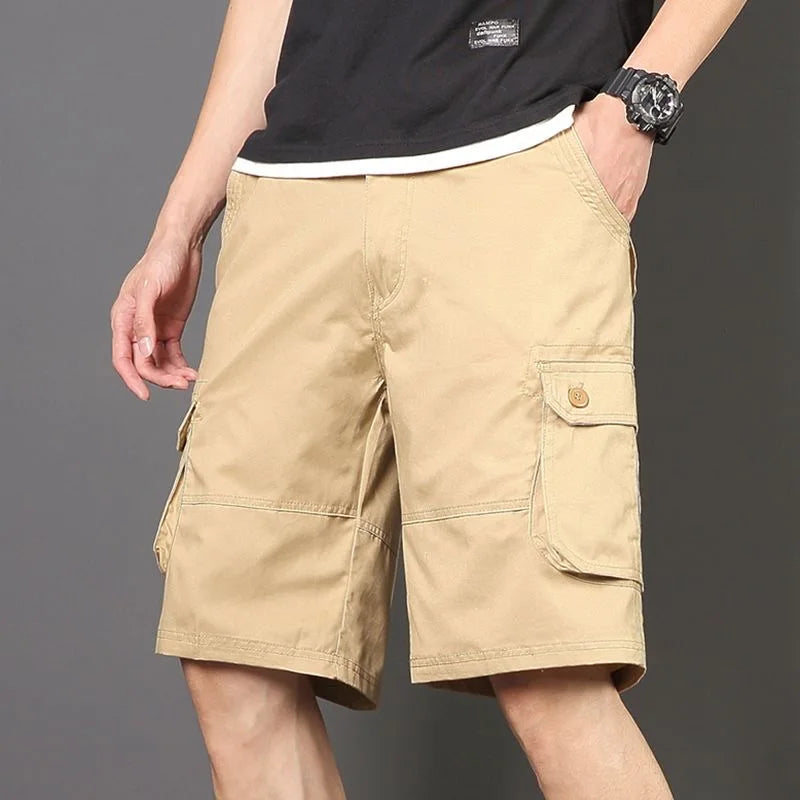 Summer Fashionable Sports Pure Cotton Straight Leg Multi-pocket Cargo Shorts Men's Casual Loose Plus Size High Quality Shorts