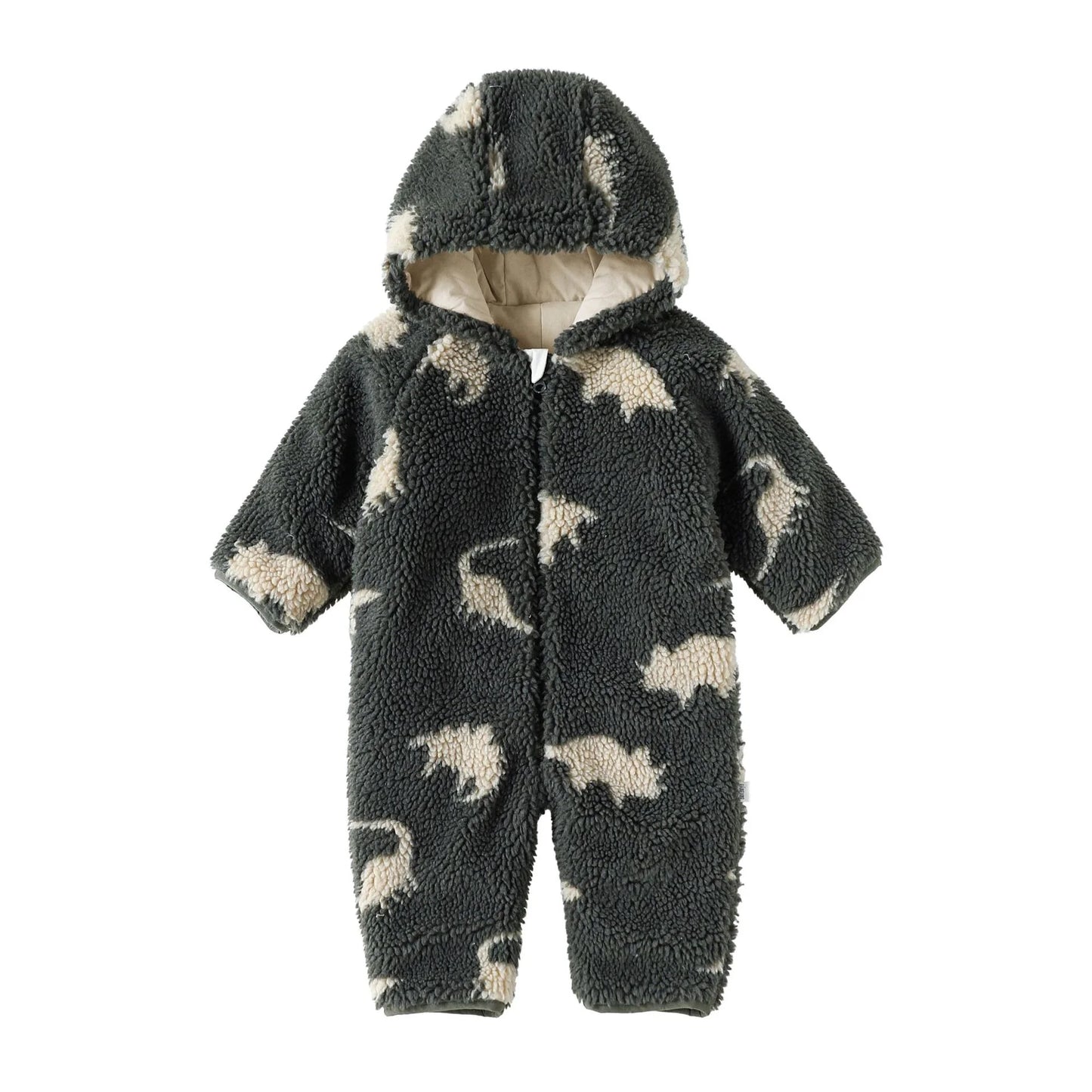 2025 Winter Long Sleeve Baby Fleece Hooded Jumpsuit Cherry Print Infant Warm Romper Crawling Outfit Newborn Clothes