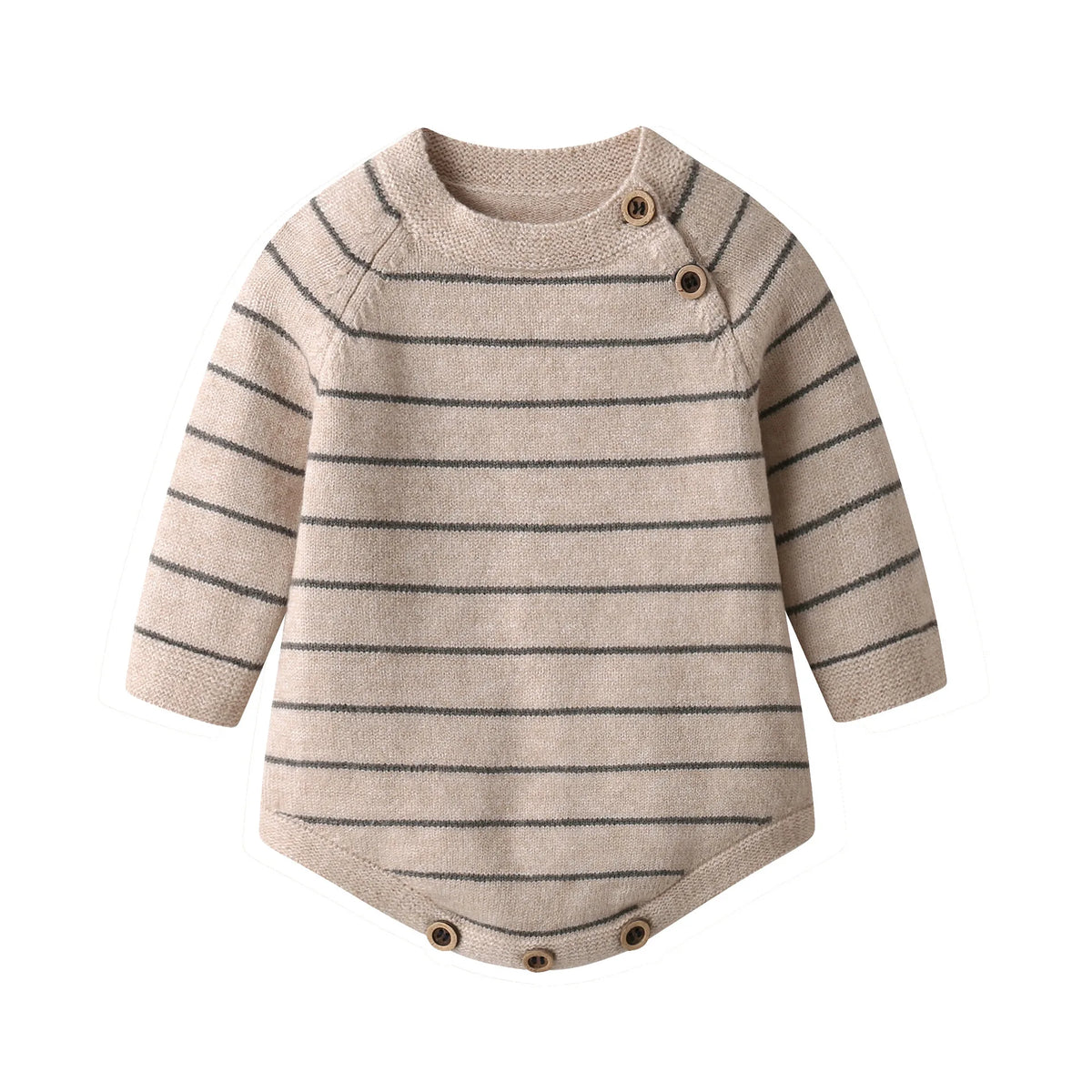 Children Autumn and Winter Clothes Korean Style Fall Baby Kids Striped Onesie Long Sleeve Angora Knit Romper Soft Warm Costume