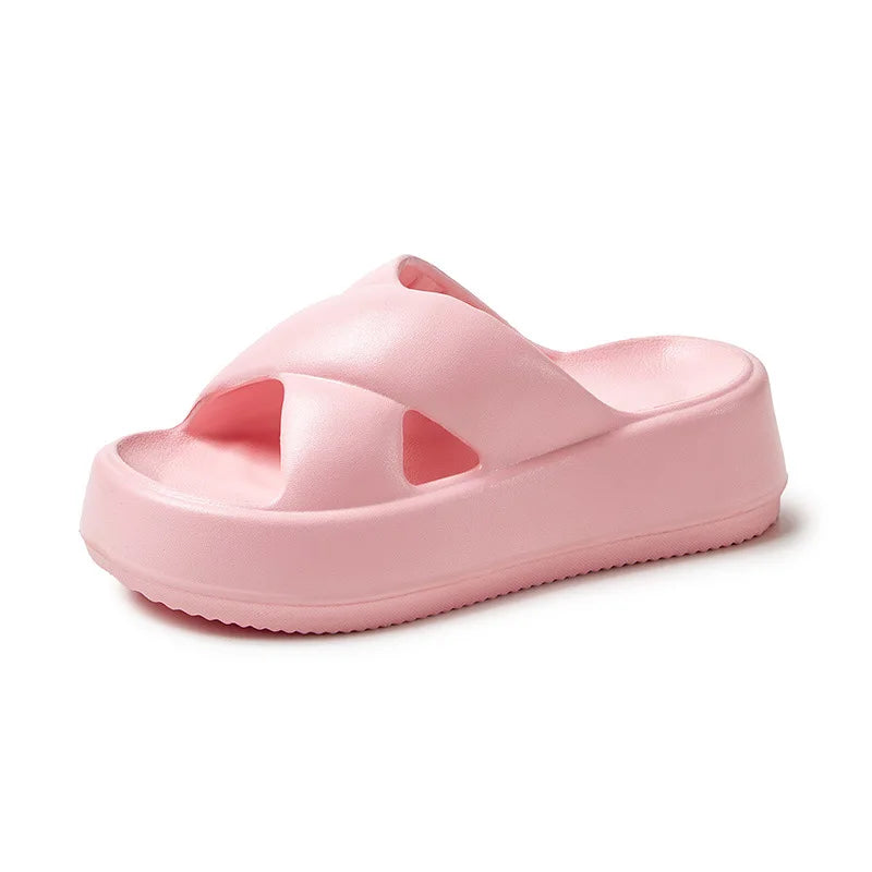 Litfun Women Sandals Soft Sole Slides Home Slippers Thick Bottom EVA Shoes Female Non-Slip Cross Sandals Outdoor Beach Flip Flop
