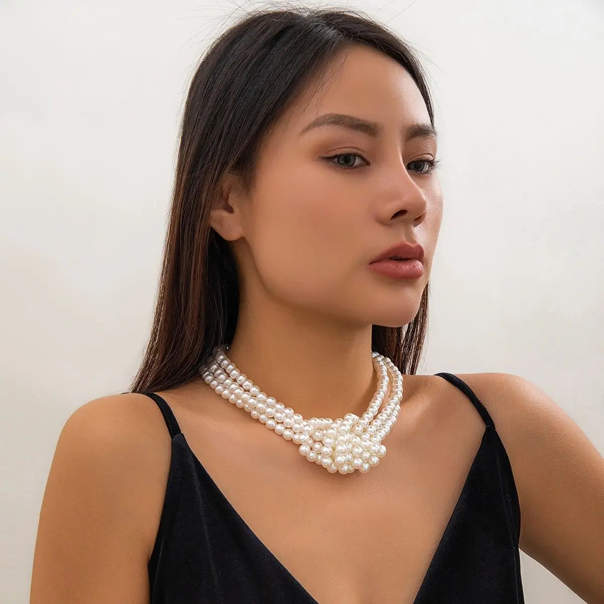 Fashion Black White Imitation Pearl Patchwork Chain Necklace For Women Female Vintage Sexy Multilevel Bead French Choker Jewelry