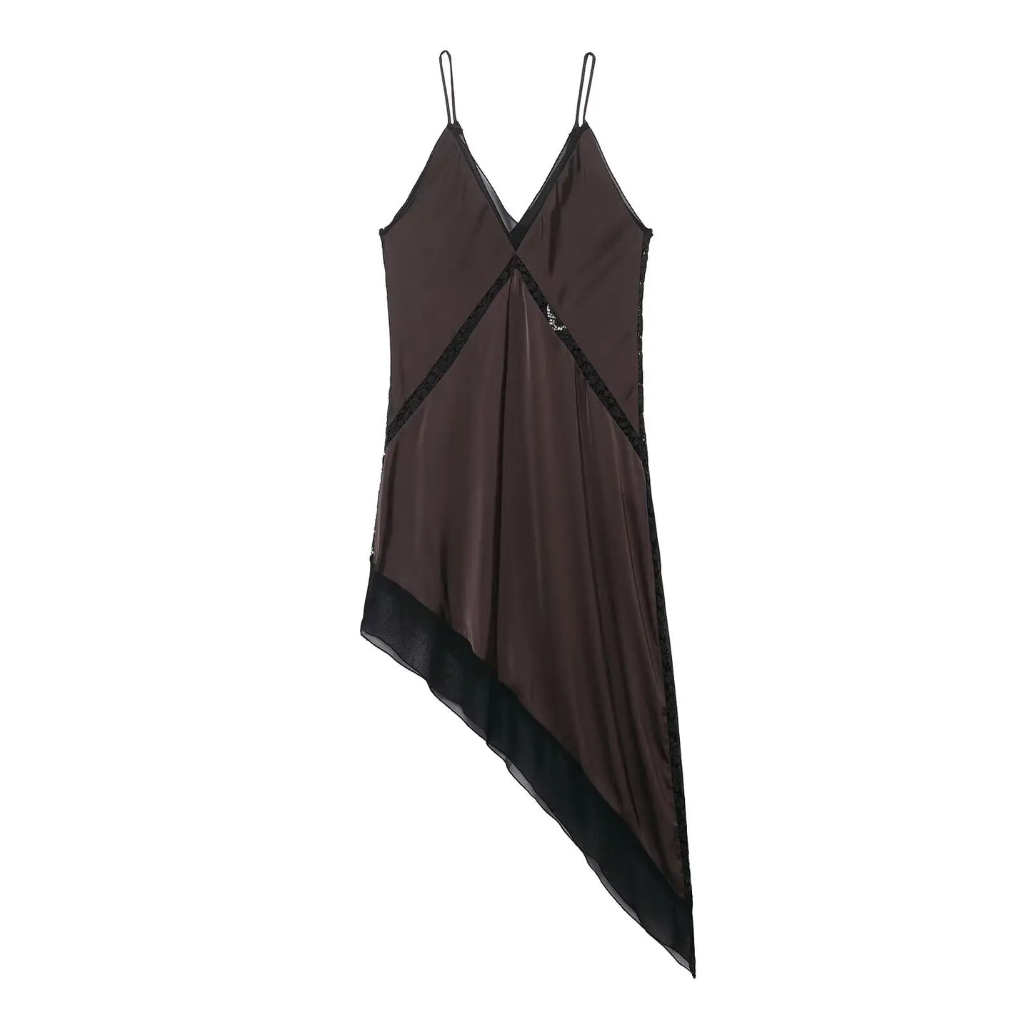HH Women Sexy Satin Asymmetric Midi Dress Spring Summer Female Fashion Backless Sling V-neck Holiday Party Beach Short Dresses