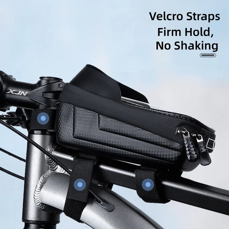 Bike Frame Bag, Waterproof Shockproof Touch Screen Bike Phone Holder, Handlebar Pouch, Cycling Accessories