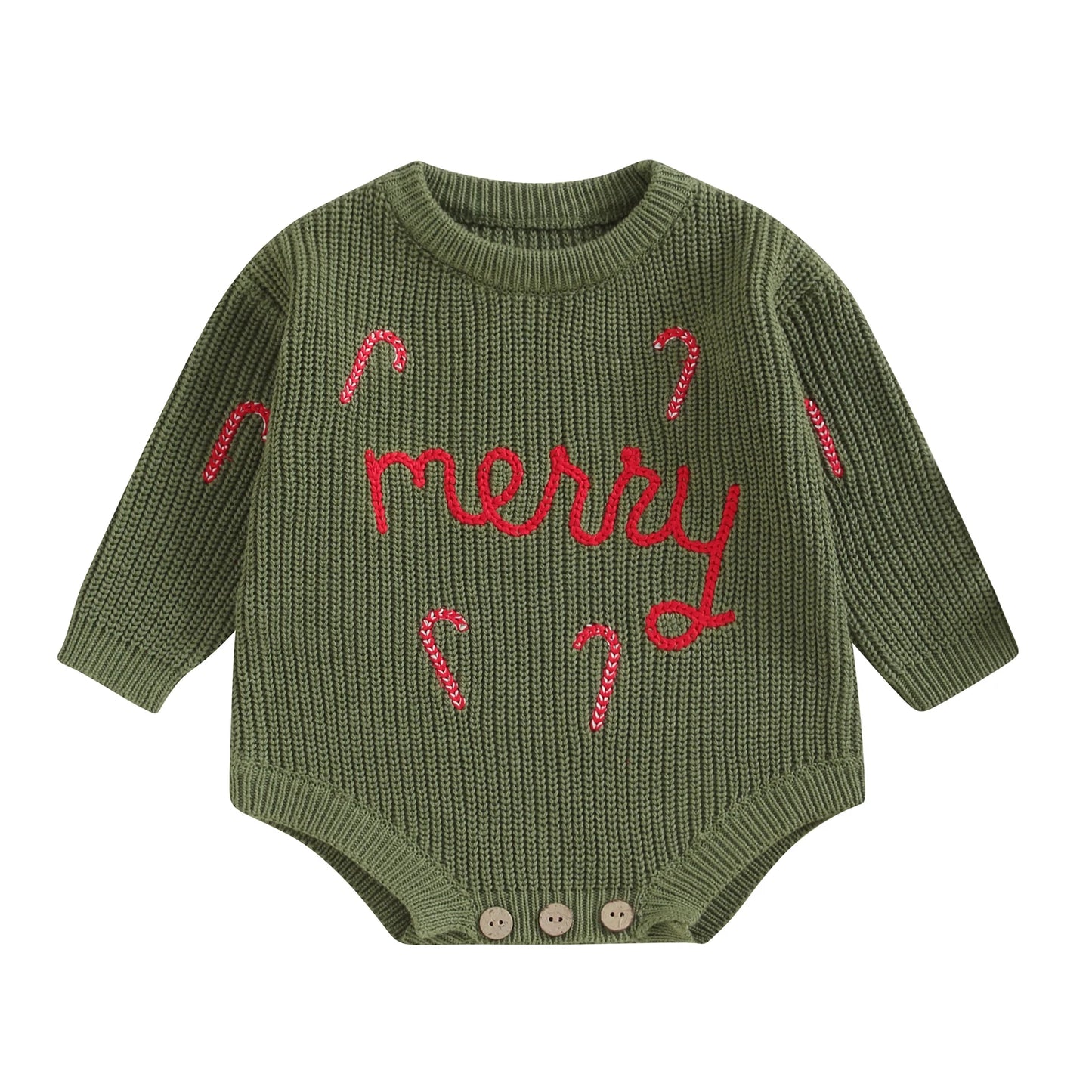 Newborn Baby Knit Sweater Romper Letter Embroidery Christmas Girls Boys Knitwear Long Sleeve Winter Bodysuit For Infant Outfits