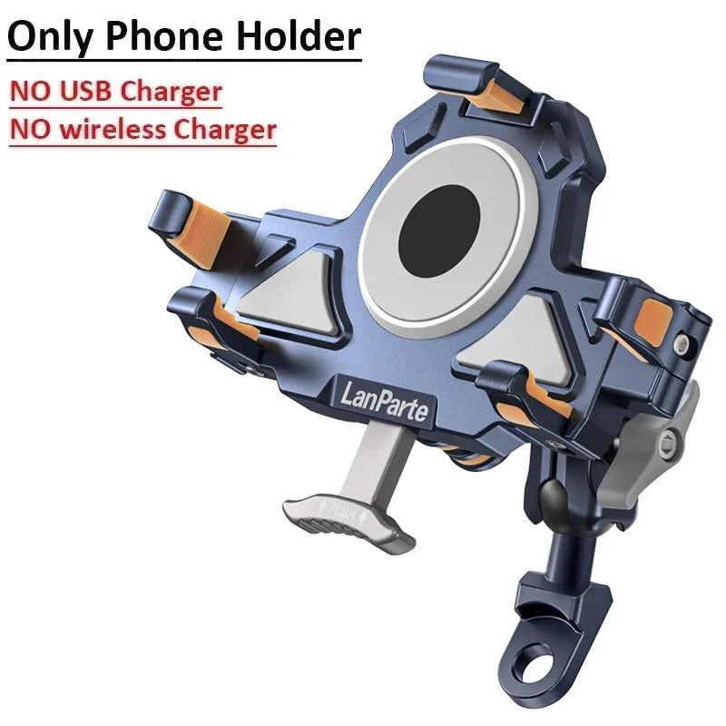 Motorbike Bicycle Bike Stand Metal Shockproof Motorcycle Phone Holder 4 Vibration Dampener 15W Wireless Charger Fast Charging