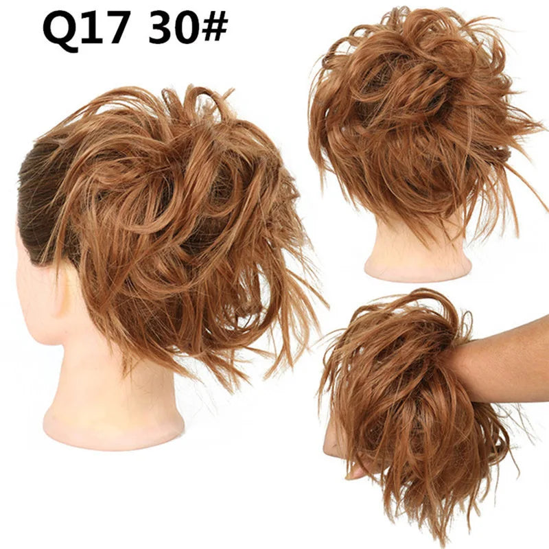 Synthetic Hair Bun Extensions Messy Curly Elastic Hair Scrunchies Hairpieces Synthetic Chignon Donut Updo Hair Pieces for Women