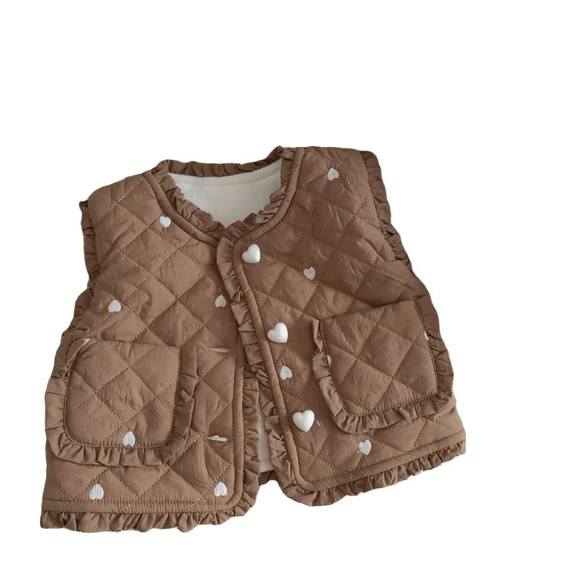 Children Winter Plush Warm Vest Kids Cute Print Waistcoats Children Daily Comfortable Versatile Outdoor Thermal Vest