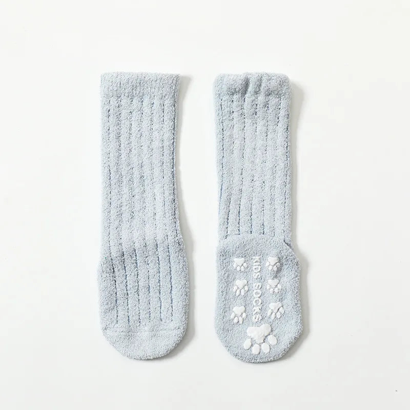 Winter Children Socks Non-slip Baby High Tube Socks Warm Plush Thicken Toddler Boys Girls Middle Tube Sock for 0-4 Year