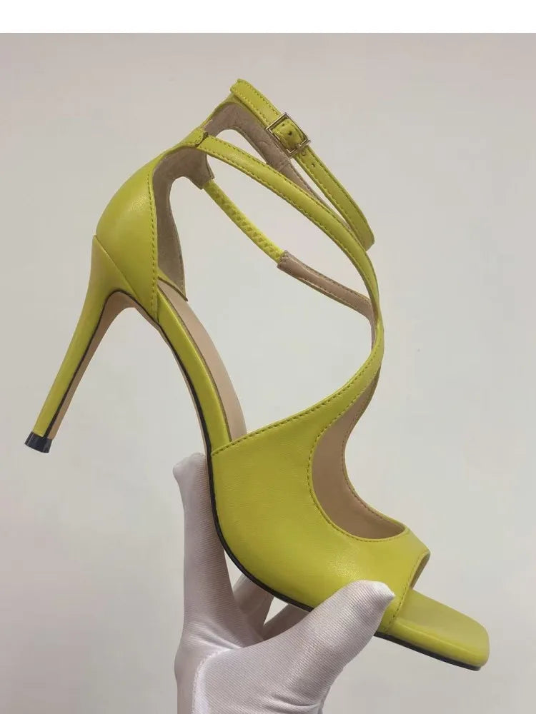Summer New Fashionable High-heeled Women's Open Toed Sandals Dance Shoes Party Sexy 34-44 Large Women's Shoes