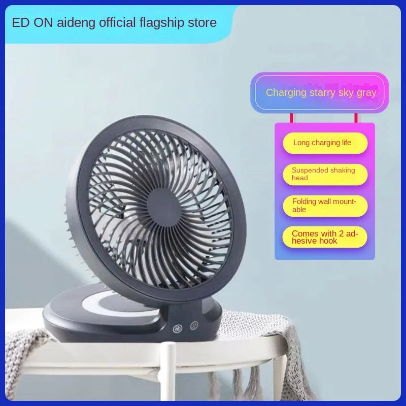 Edon Air Circulation Fan Wireless Suspended USB Rechargeable Night Light Touch Control 4 Wind Speed Folding Electric Fan