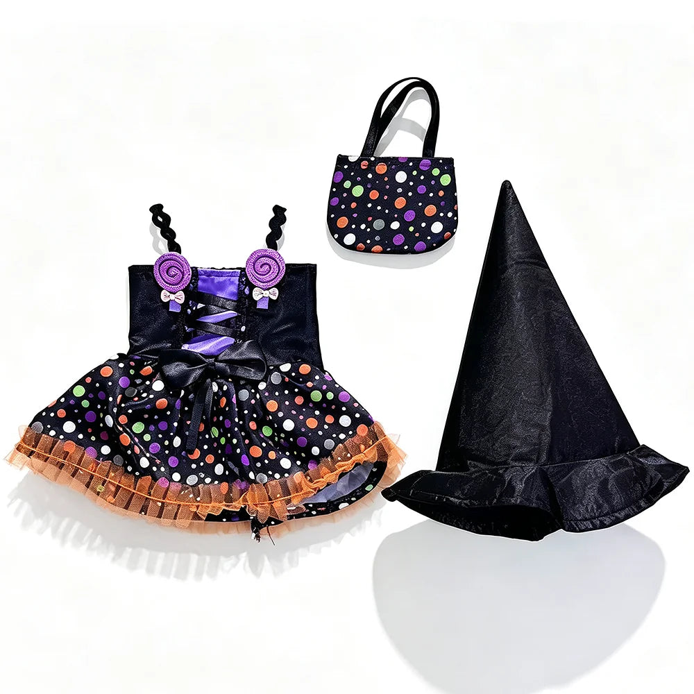 Halloween Doll Costume Outfit Suitable for 18 Inch Dolls. Doll Holiday Costume Set with Three Pieces and Doll Accessories