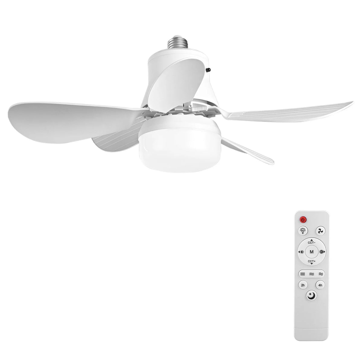 2-in-1 Socket Ceiling Fans Lights with Remote Control Timing 3 Speed Adjustable for Bedroom Kitchen Office Home for Living Room
