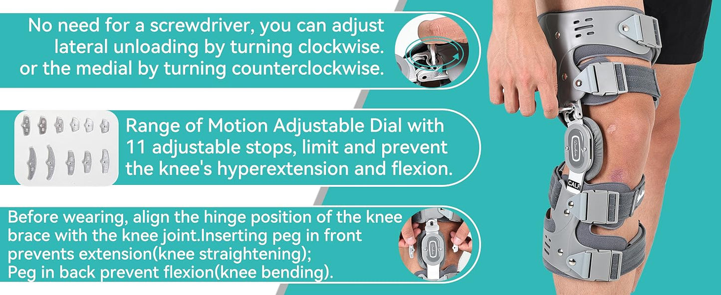 Osteoarthritis Unloading Knee Brace, OA Unloading Support Low Profile Design, Knee Joint Pain Relief Protective Device
