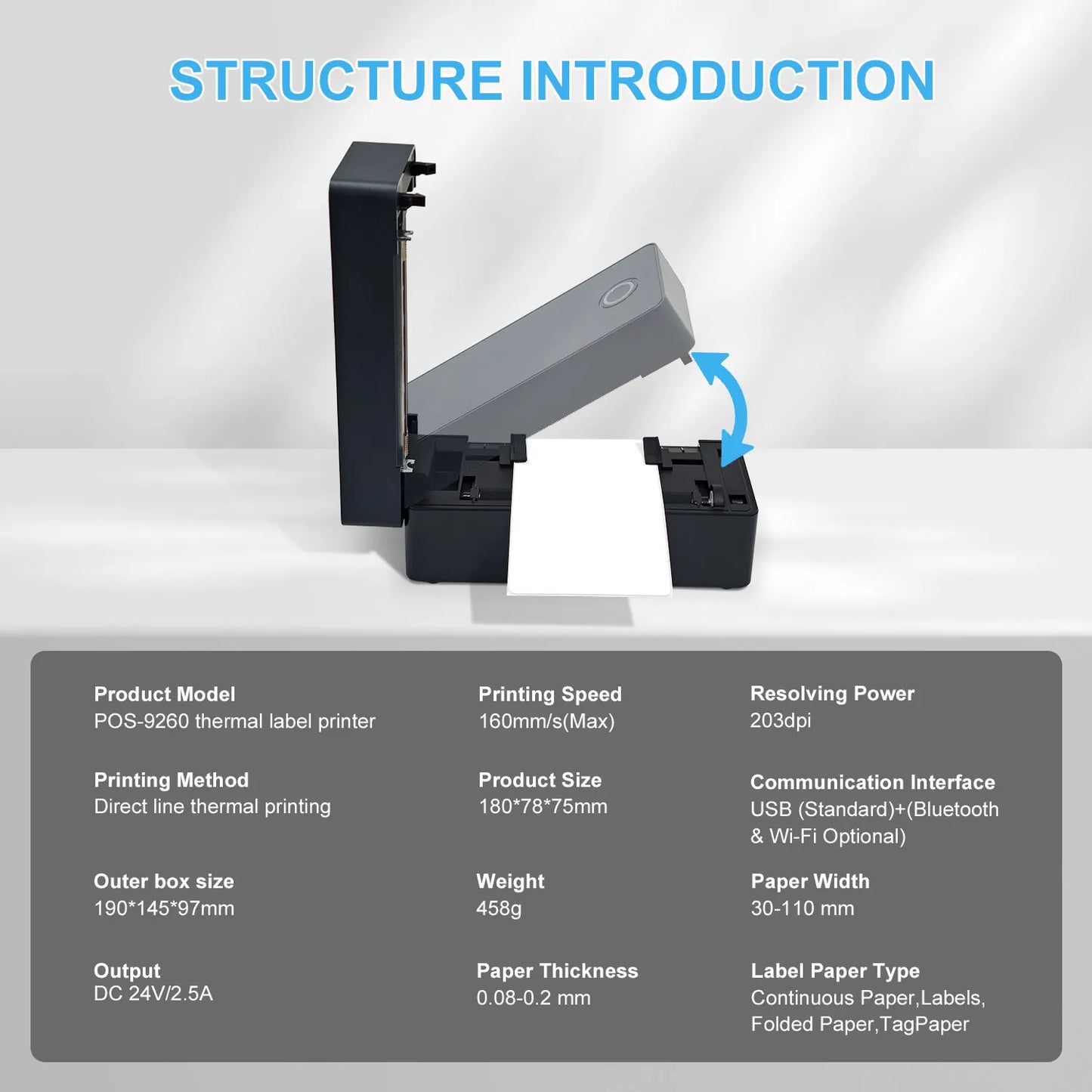 Bluetooth Thermal Label Printer, Portable Inkless 4x6 Inch Label Printer for Package Shipping