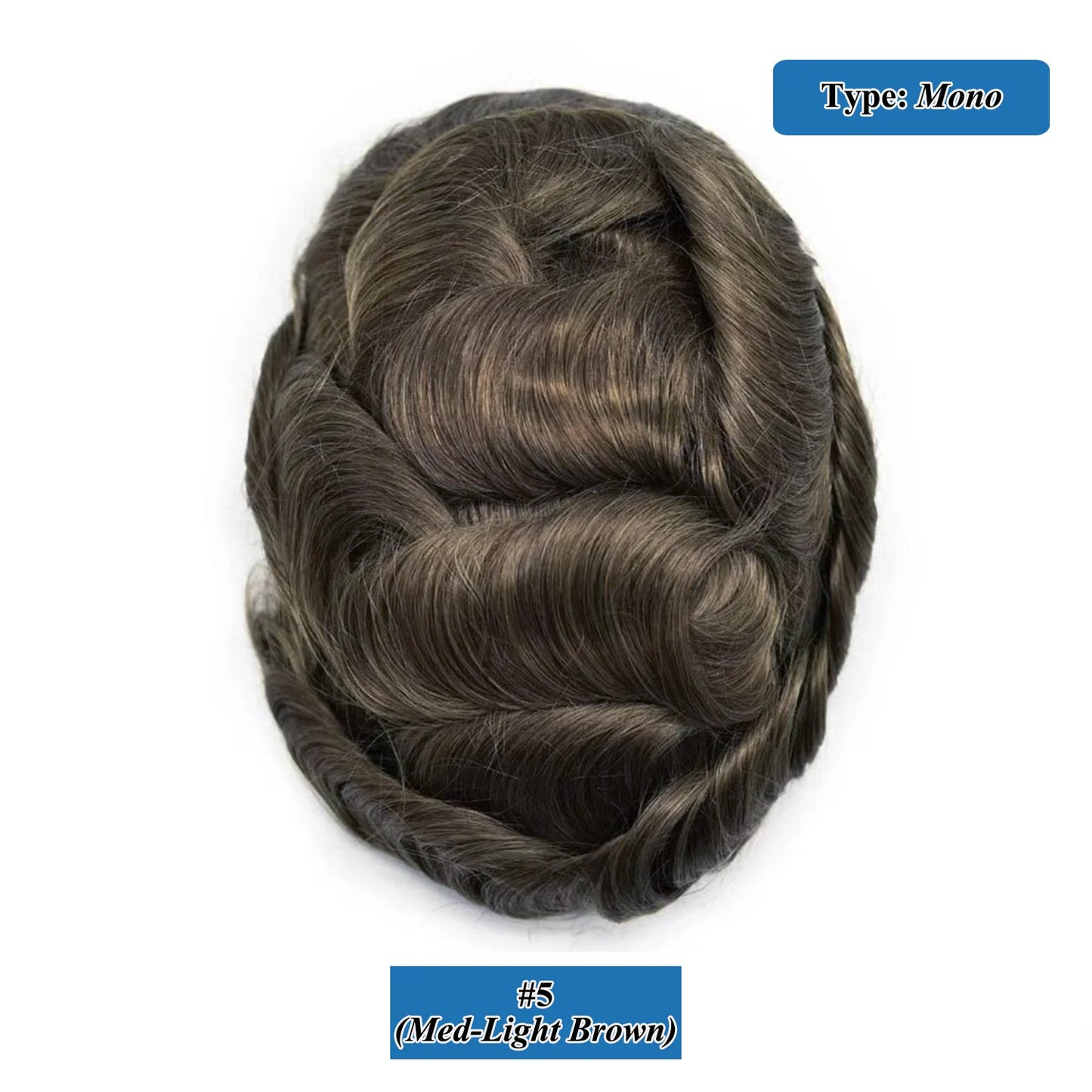 100% Human Hair Men's Toupee Fine Mono Base With Poly Skin Around Natural Men's Hair Replacement system Durable Wigs for Men