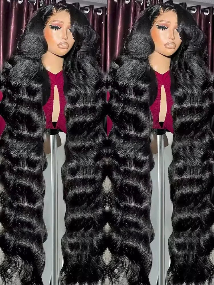 30 36Inch HD Transparent 13x4 13x6 Body Wave Lace Front Wig Full Lace Frontal Human Hair Wig For Women 300 Density Prepluck 300%
