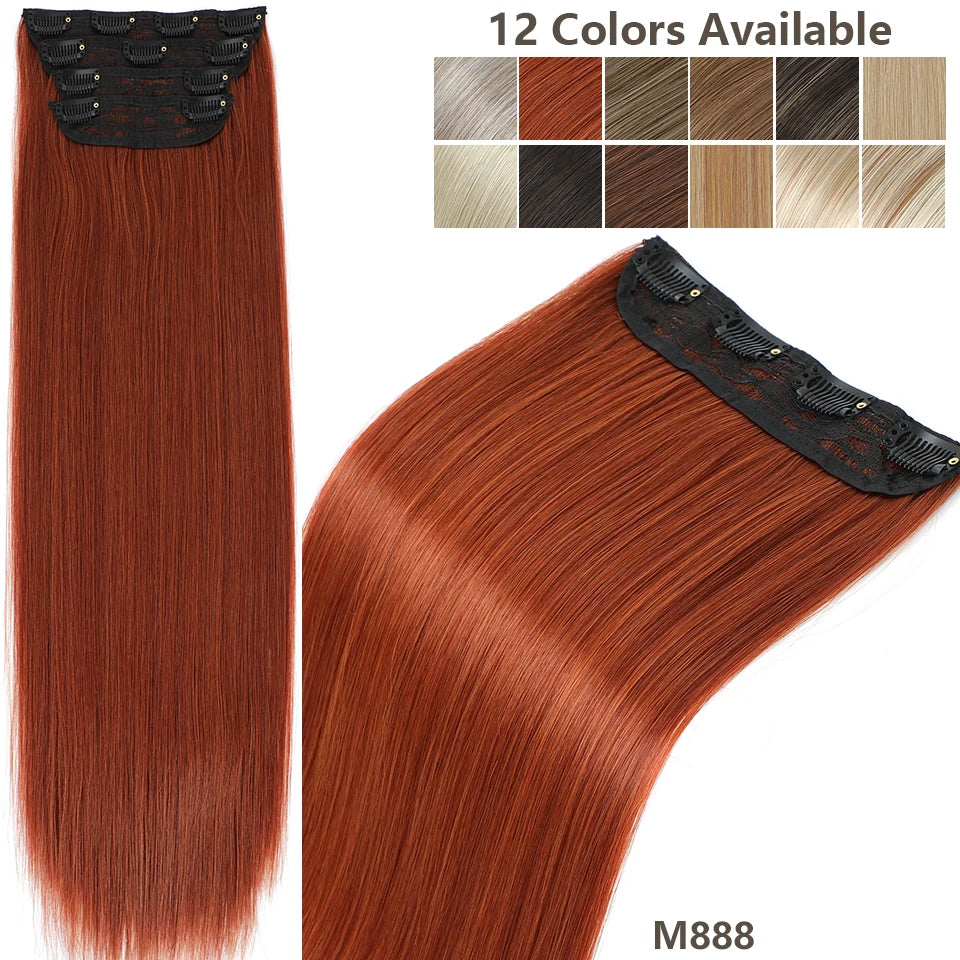 24Inches 200Grams M888 Ombre Blond 27/613 4Clips In Straight Hair Extensions Bio Heat Resistant Soft Nature Synthetic Hairpieces