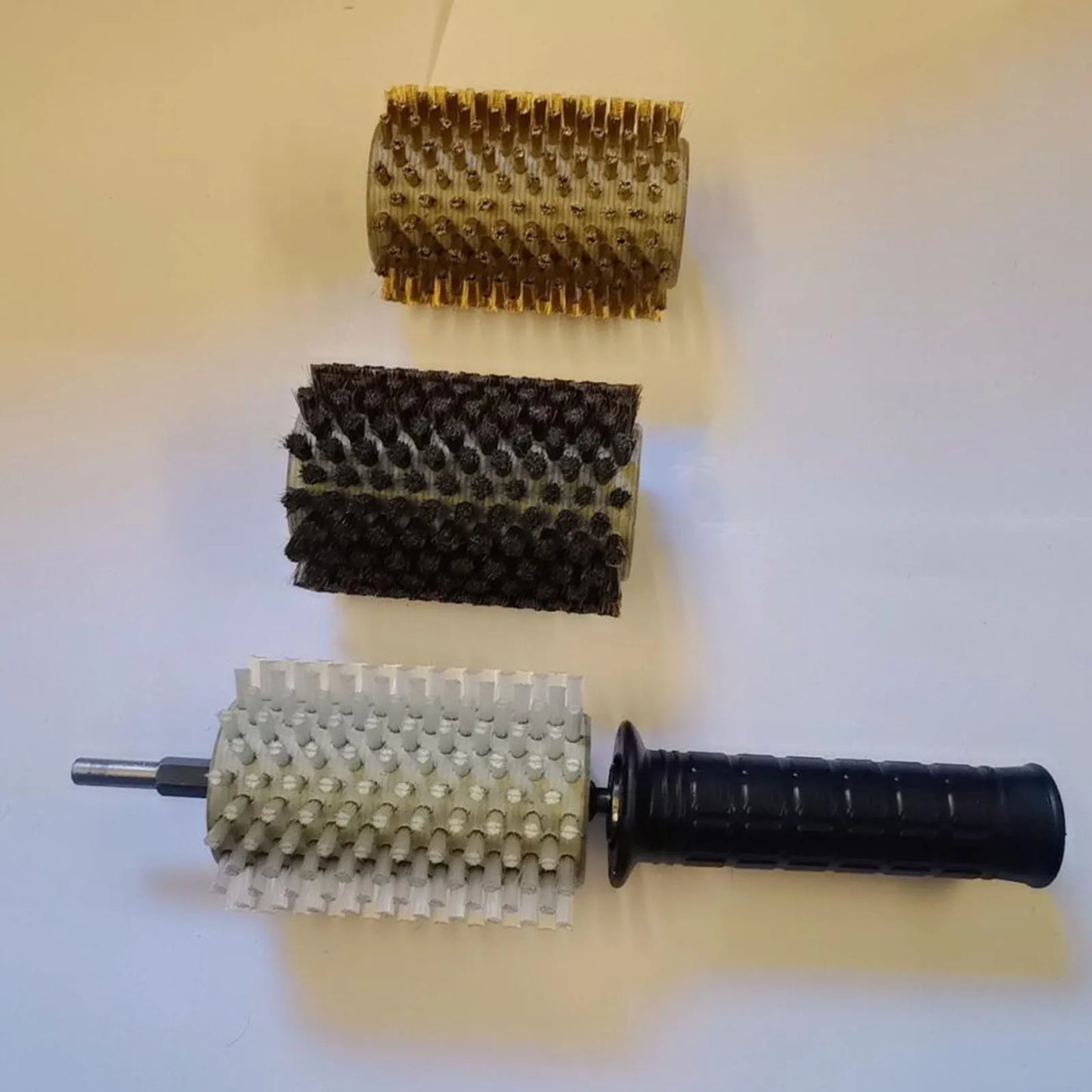 Snowboard Wax Brush Kit with Axle Handle Cover Roller Brush Nylon Brass Horsehair Professional Ski Wax Brushes Ski Wax Brush Kit