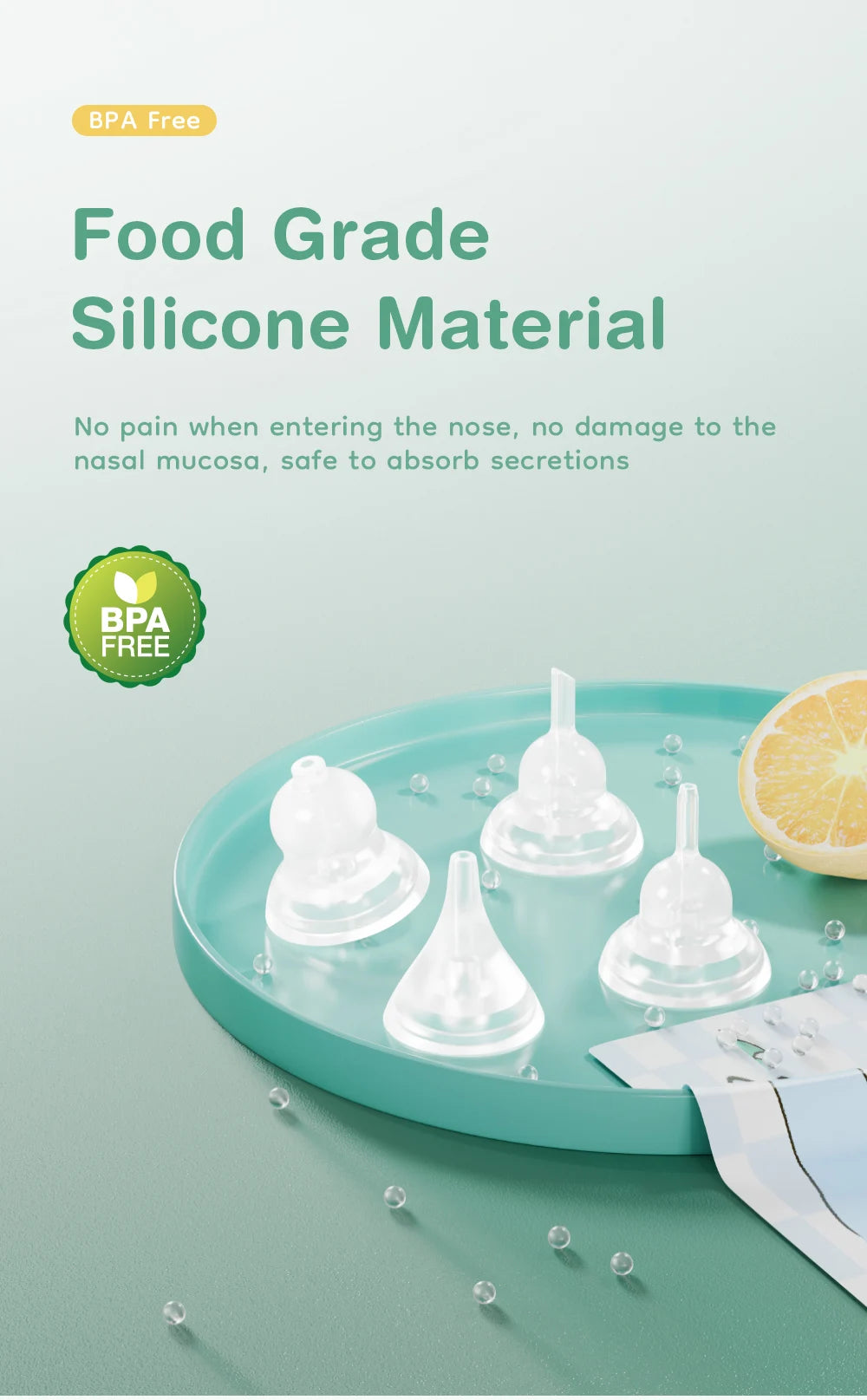 MAMIJOY Baby Nose Cleaner Silicone Adjustable Suction Electric Child Nasal Aspirator Safety Convenient Low Noise U94