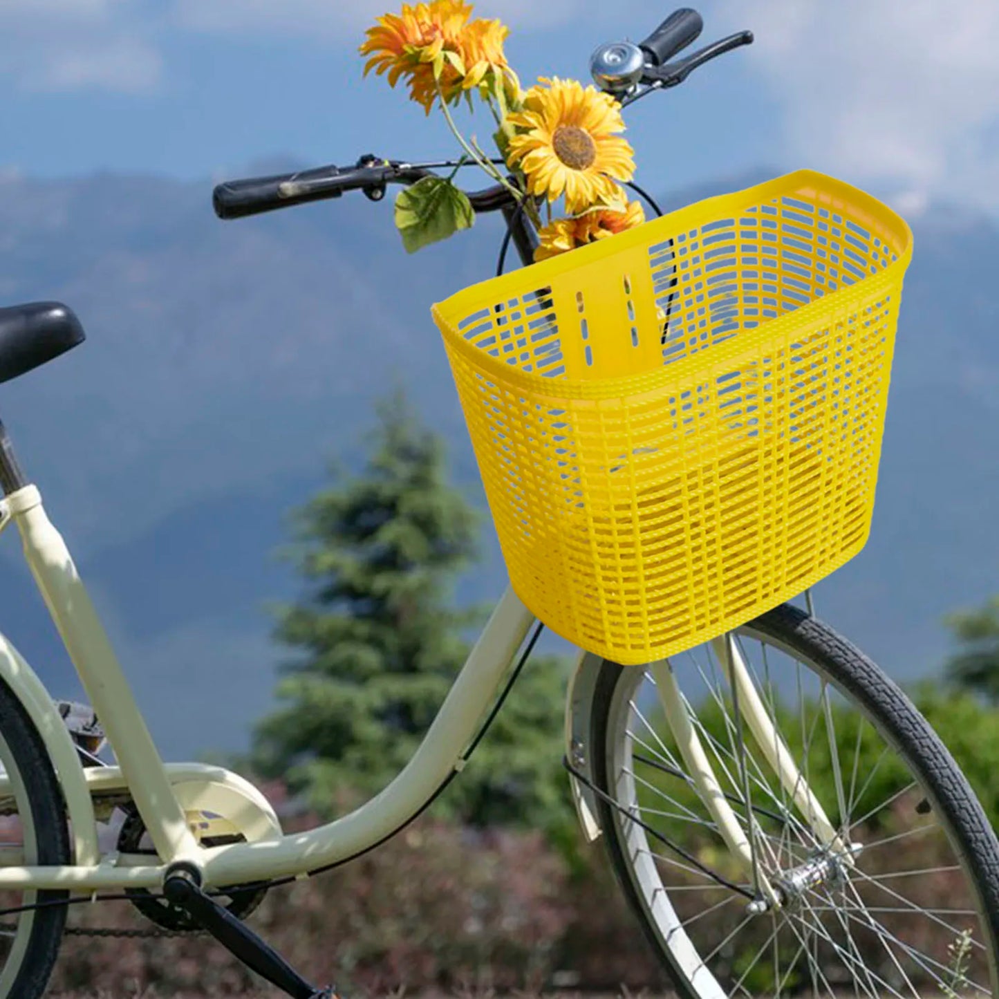 Bicycle Basket Kids Adults Bike Front Basket Pet Carrier Large Storage Box for Camping Grocery Shopping