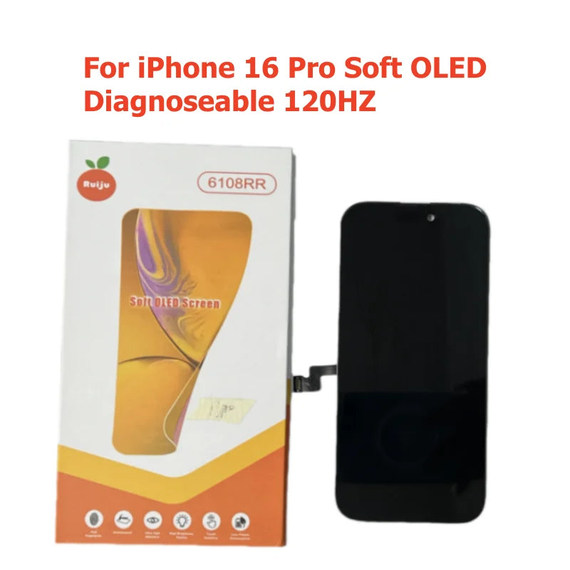 Diagnosable For iPhone 16 Pro Max Screen 17 15Pro 14Pro Max 16 15 Plus Display LCD with 3D Touch Digitizer Assembly Soft OLED RJ